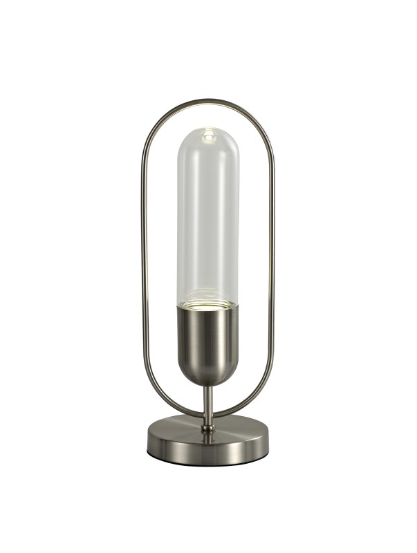 43cm Table Lamp 7W LED Satin Nickel/Clear